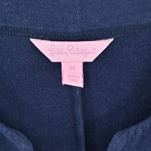 LILLY PULITZER Joyce Shift Dress Sz XS UPF 50+ True Navy 3/4 Sleeve Patch Pocket - Picture 7 of 13